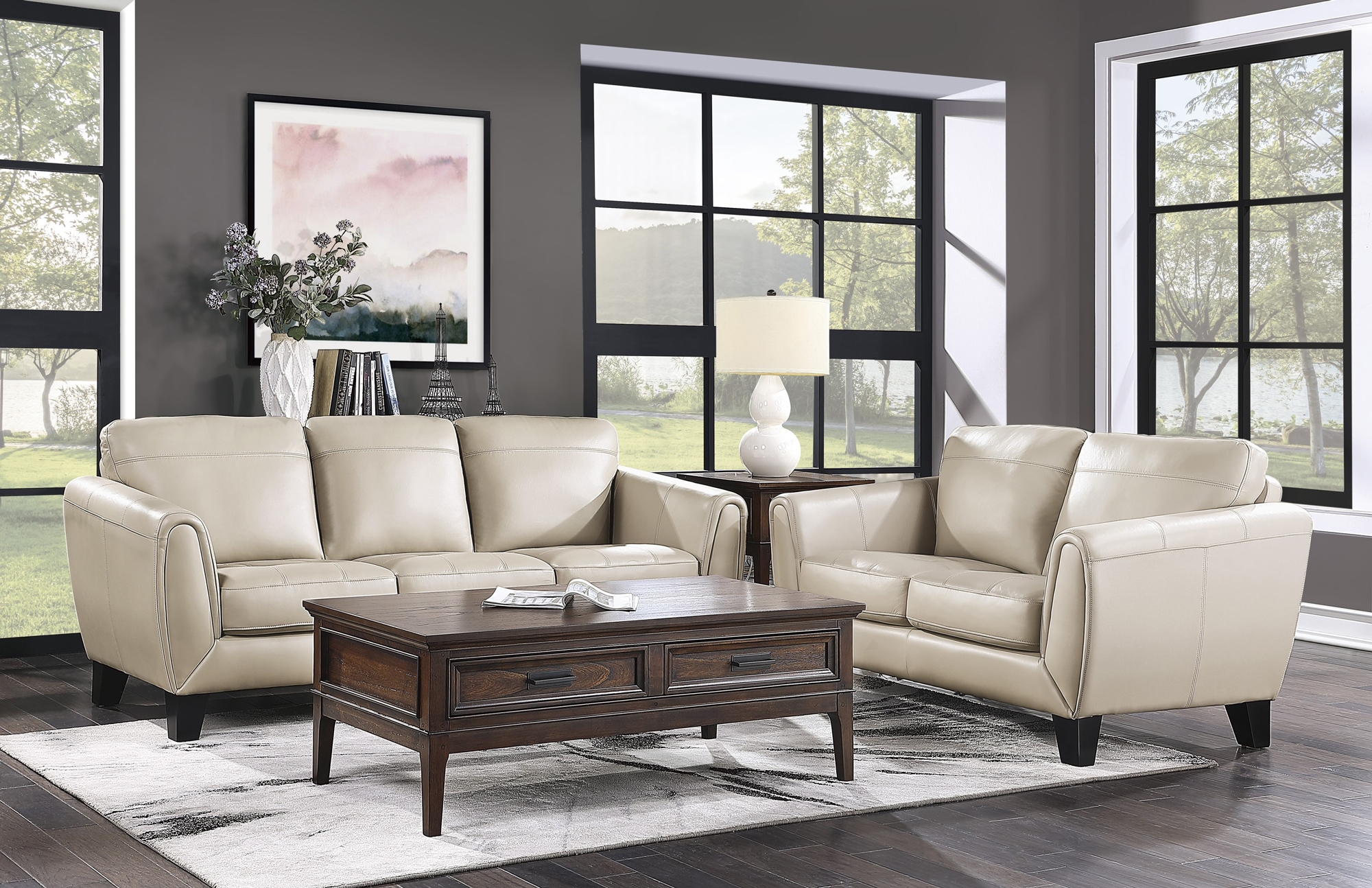 Spivey Leather/Leatherette Living Room Set