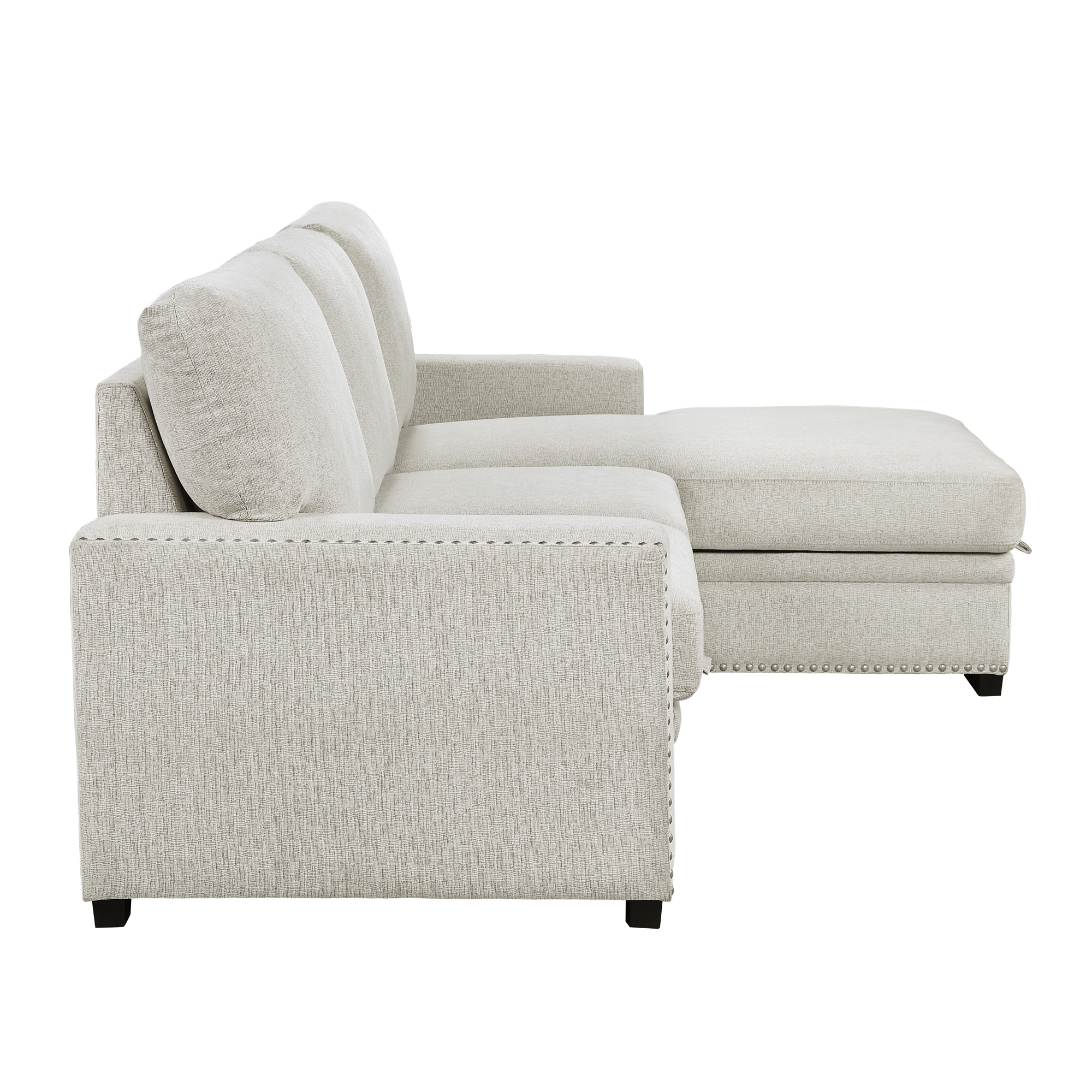 Morelia Fabric Sectional with Pull-out Bed and Hidden Storage, Right Chaise Facing