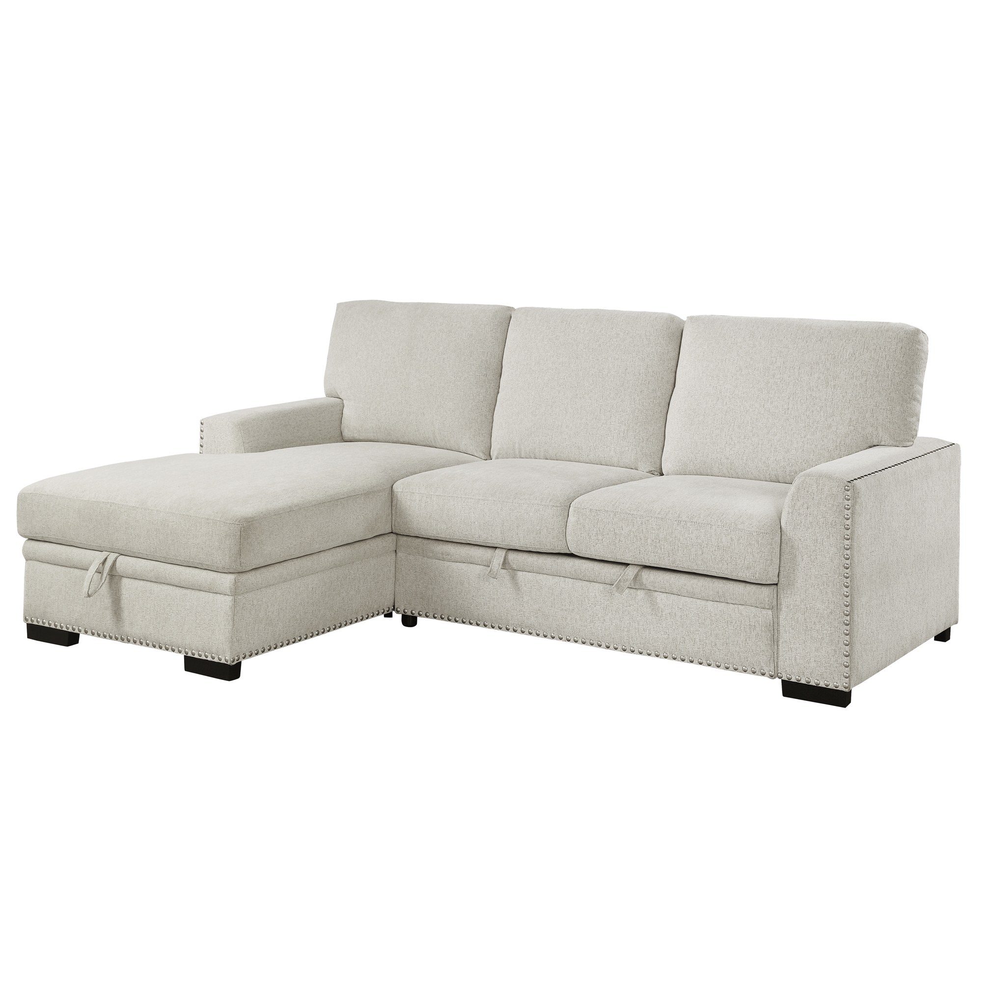 Morelia Fabric Sectional with Pull-out Bed and Hidden Storage, Left Chaise Facing