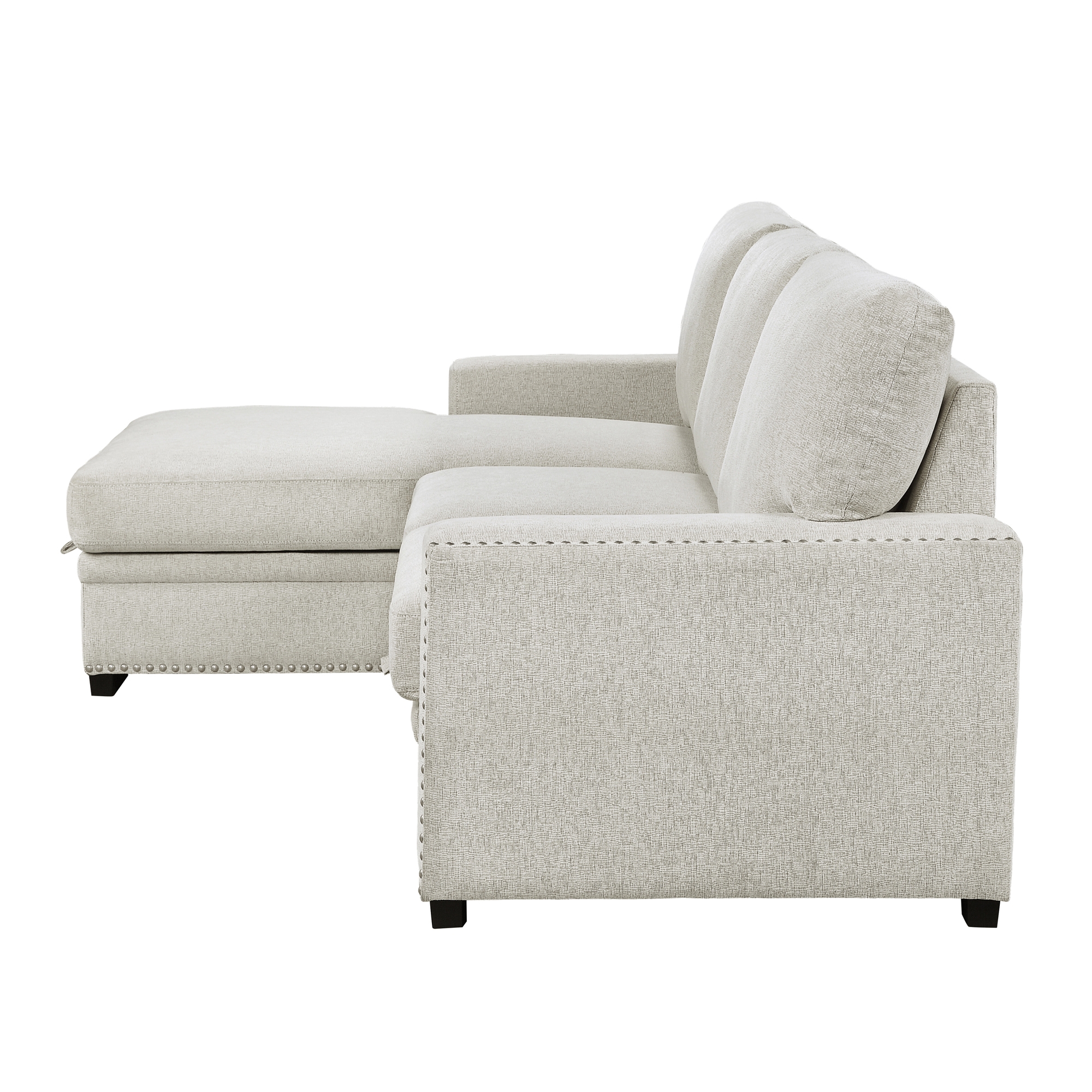 Morelia Fabric Sectional with Pull-out Bed and Hidden Storage, Left Chaise Facing