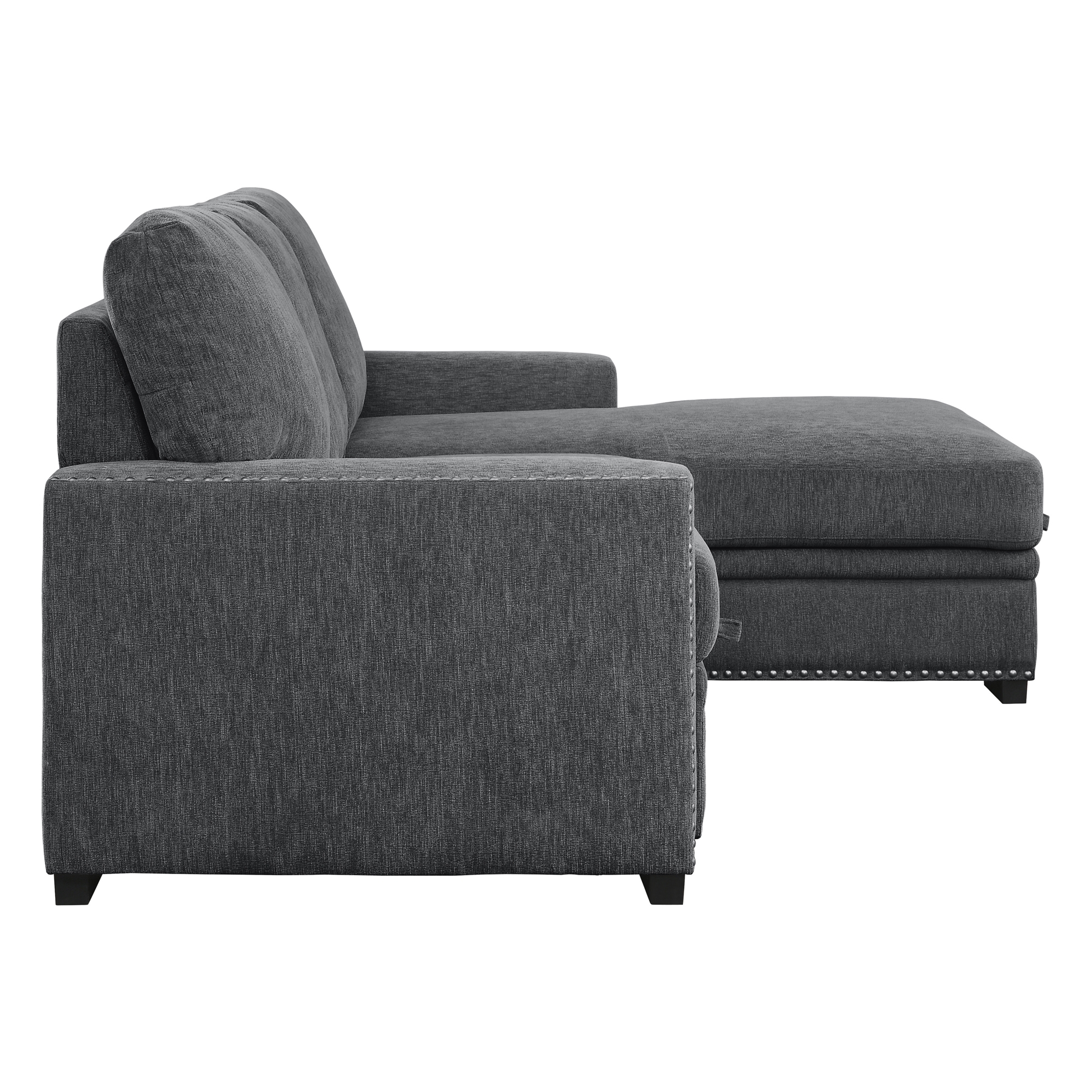 Morelia Fabric Sectional with Pull-out Bed and Hidden Storage, Right Chaise Facing