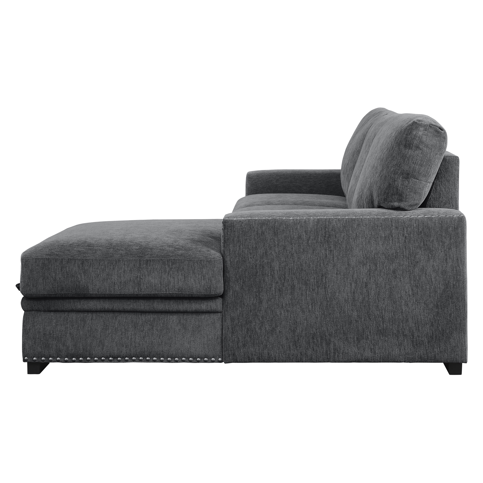 Morelia Fabric Sectional with Pull-out Bed and Hidden Storage, Right Chaise Facing