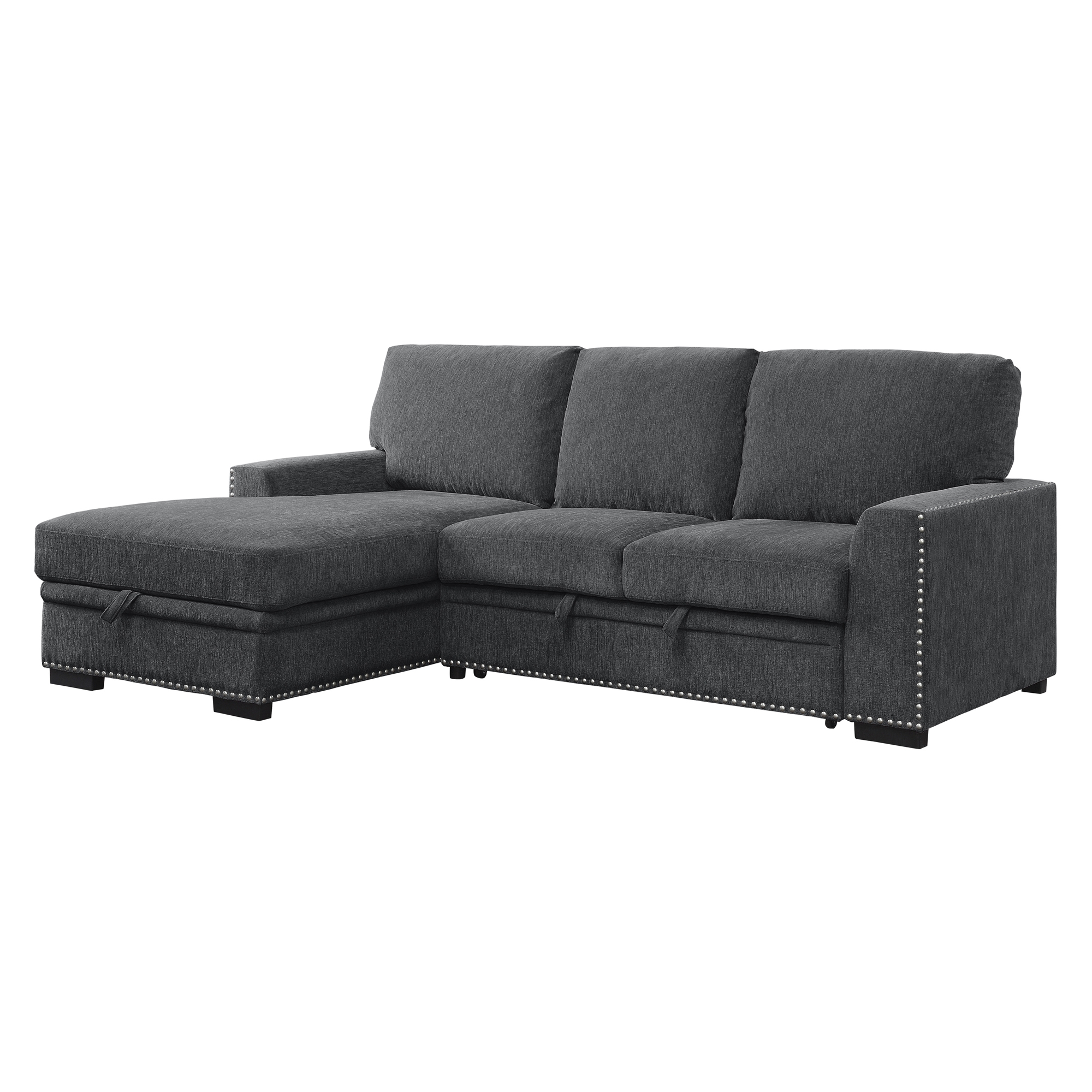 Morelia Fabric Sectional with Pull-out Bed and Hidden Storage, Left Chaise Facing