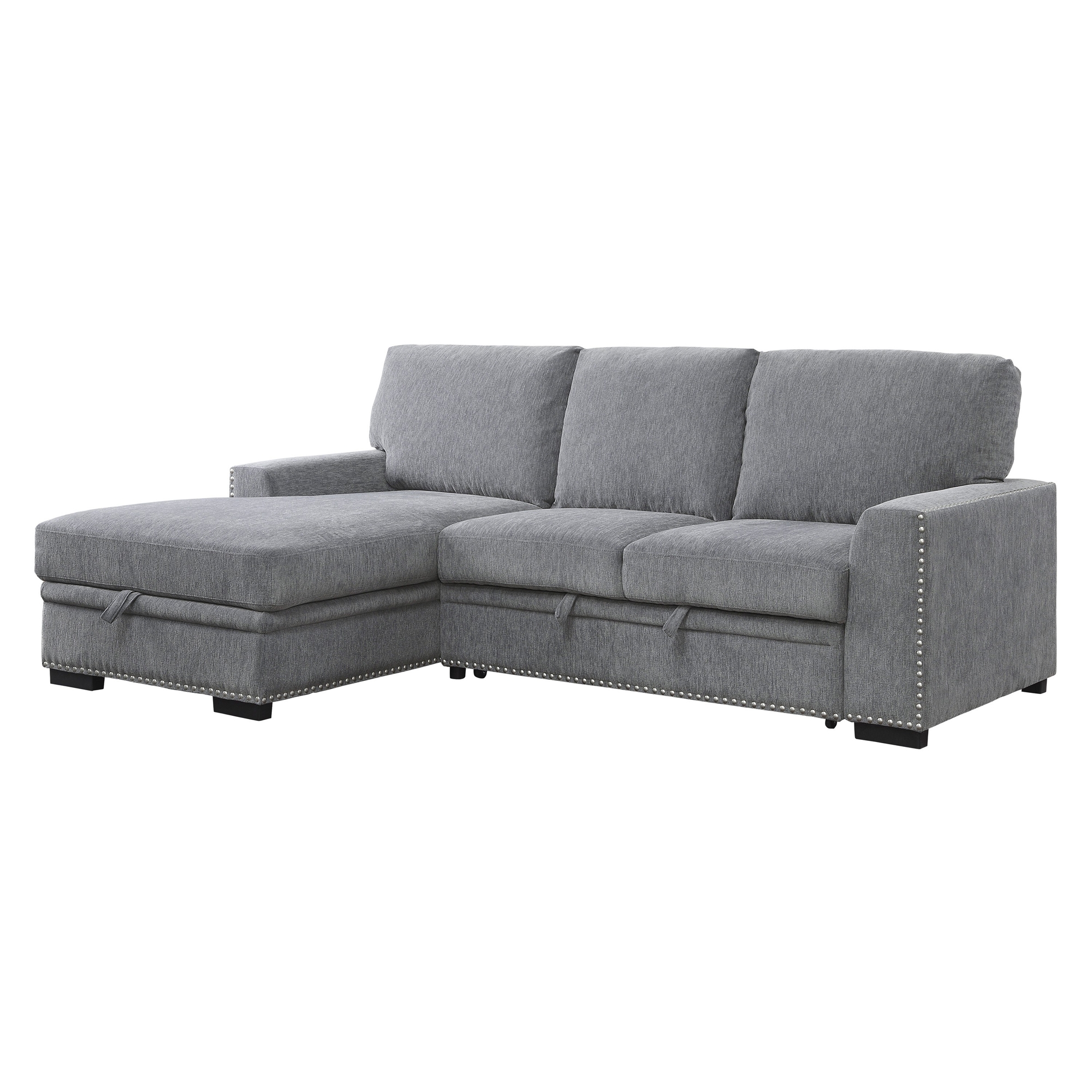 Morelia Fabric Sectional with Pull-out Bed and Hidden Storage, Left Chaise Facing