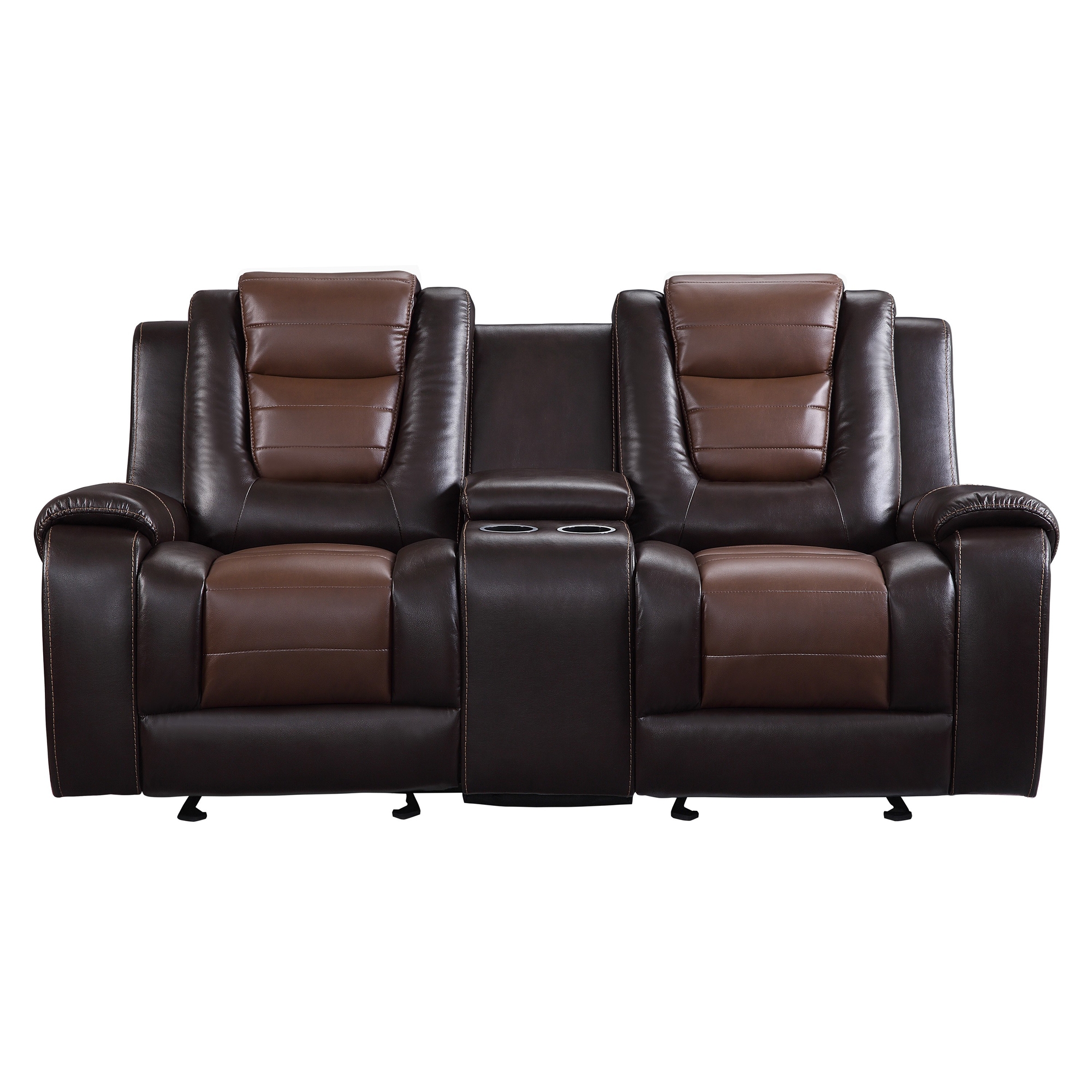 Briscoe Leatherette Double Glider Reclining Loveseat