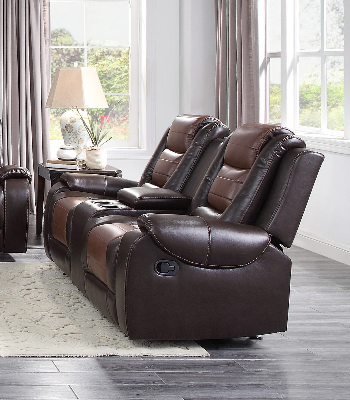 Briscoe Leatherette Double Glider Reclining Loveseat