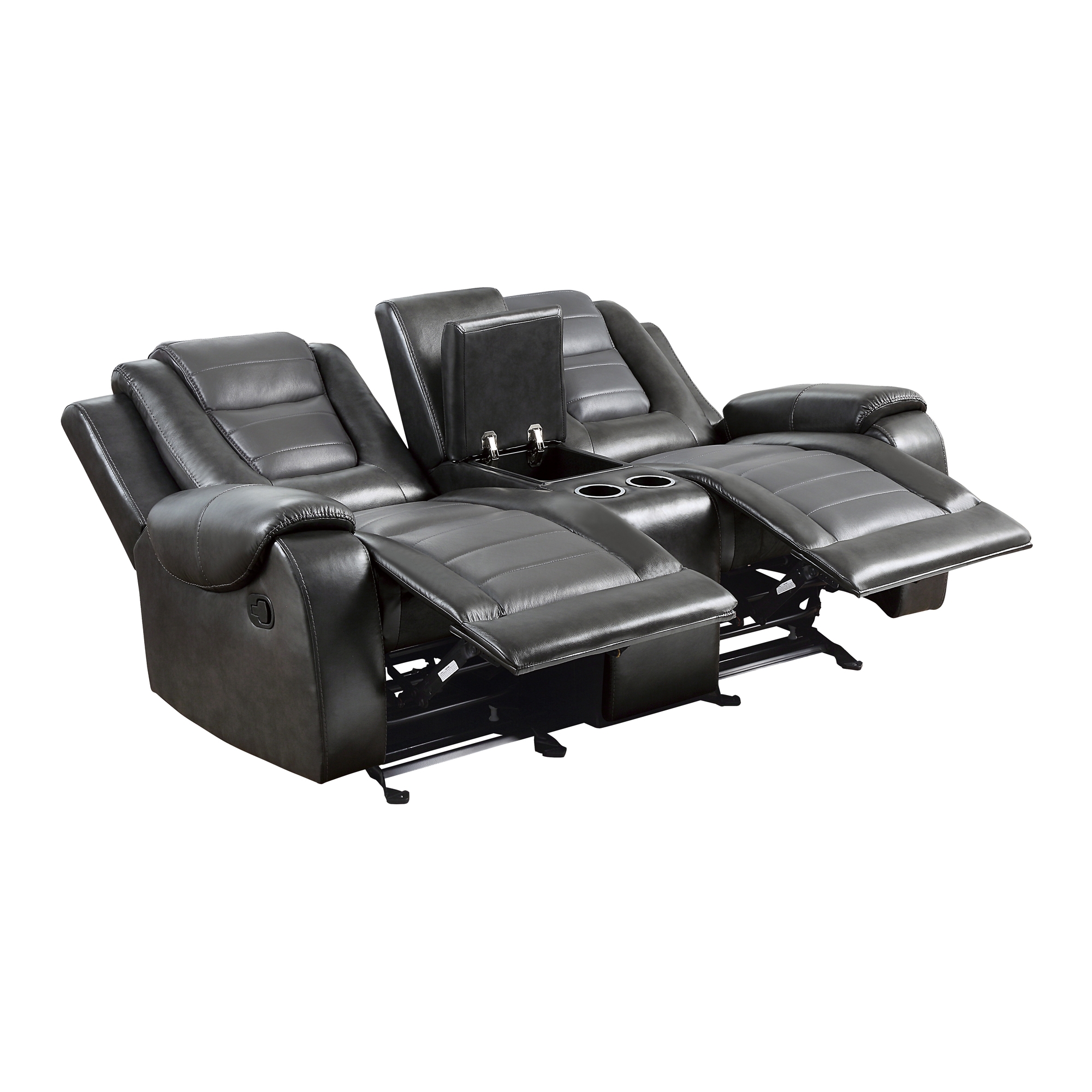 Briscoe Leatherette Double Glider Reclining Loveseat