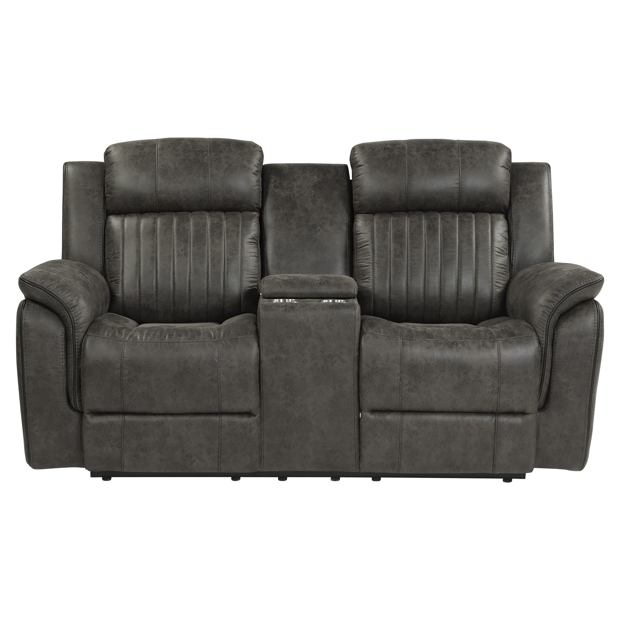 Centeroak Microfiber Double Reclining Loveseat