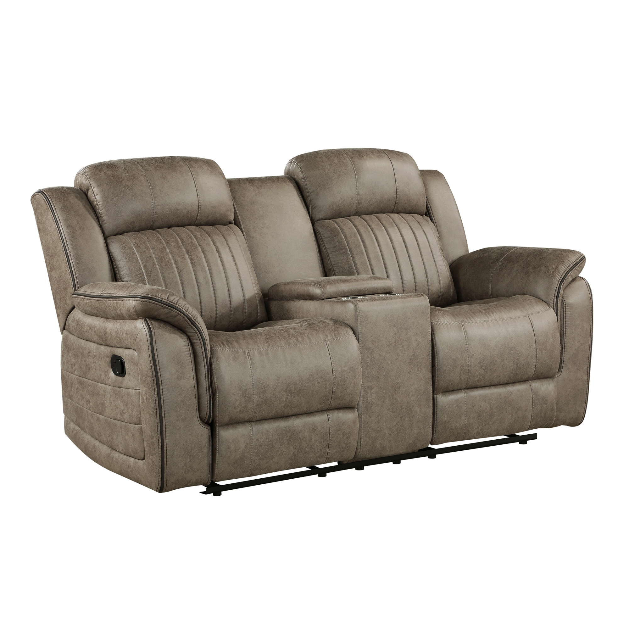 Centeroak Microfiber Double Reclining Loveseat