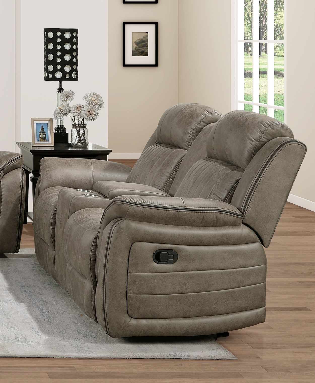 Centeroak Microfiber Reclining Living Room Set