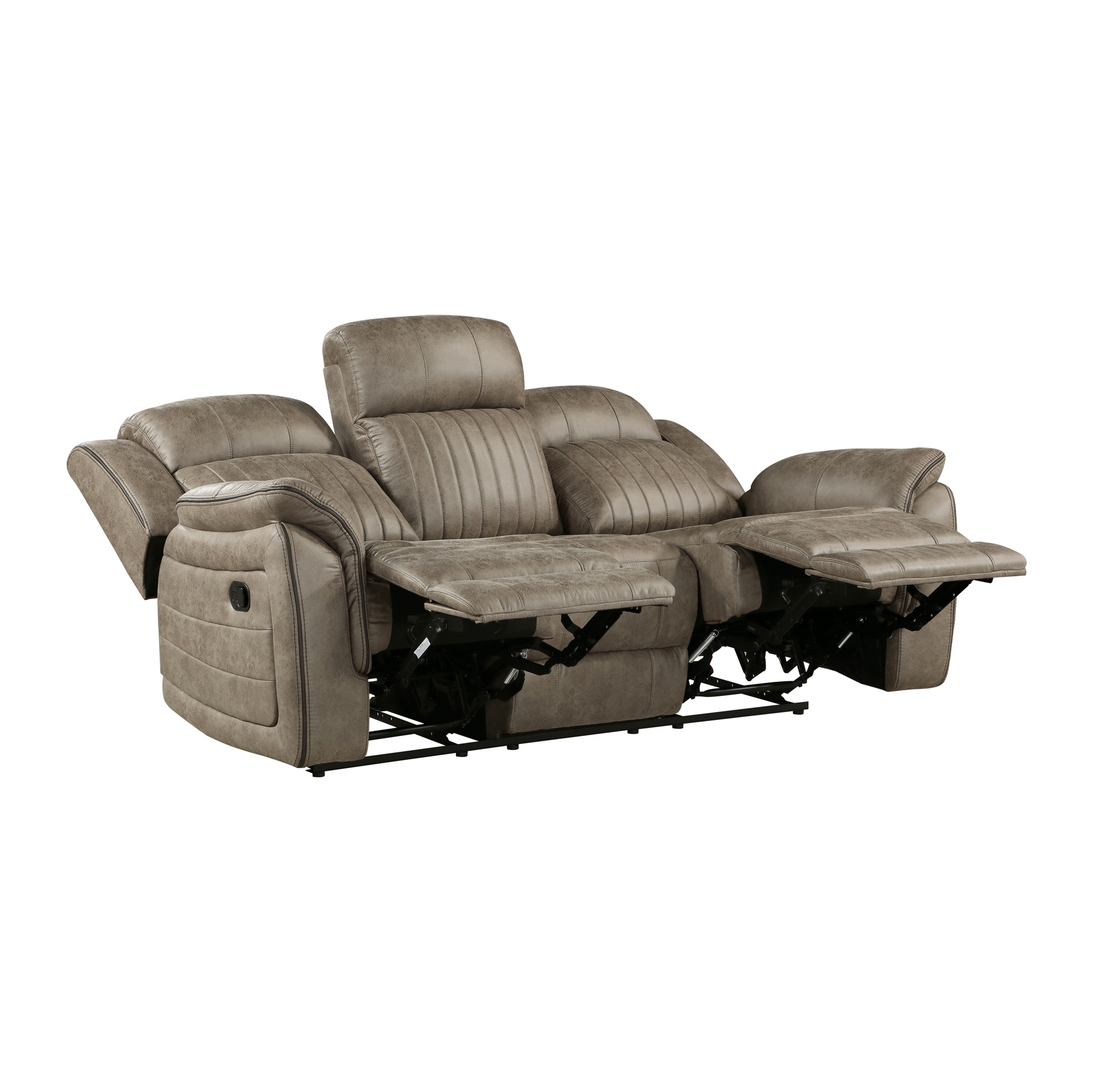 Centeroak Microfiber Double Reclining Sofa