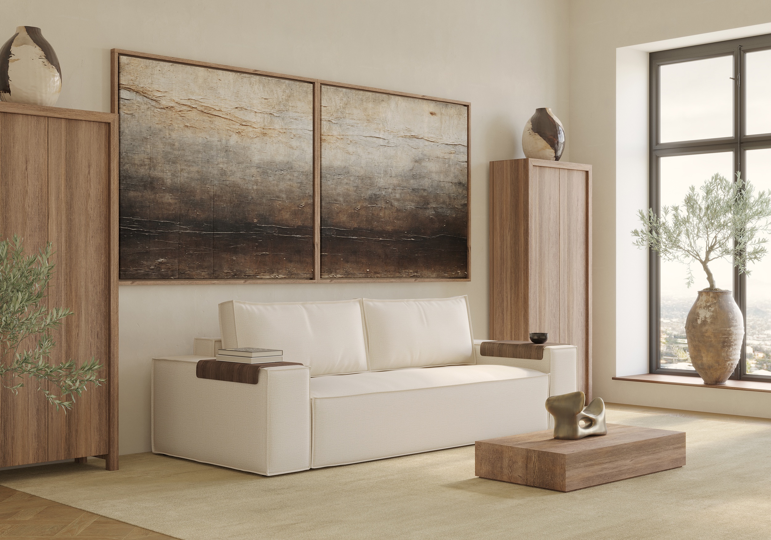 Newilla Storage Sofa Bed w/ Wide Arm Rests