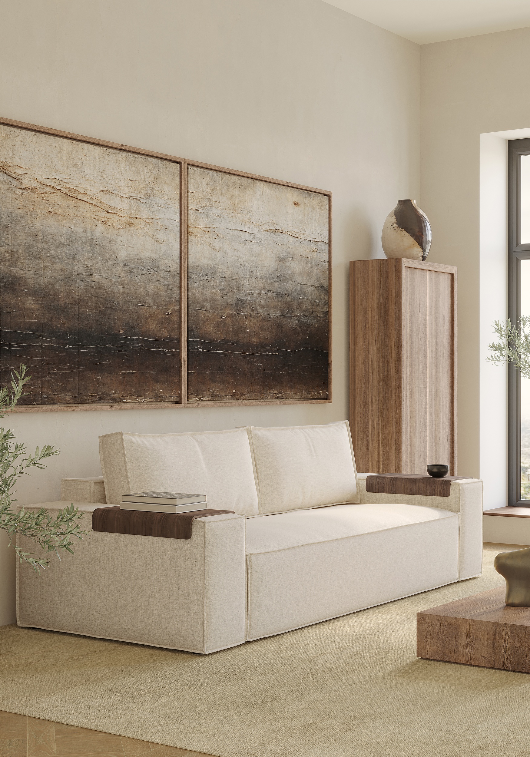 Newilla Storage Sofa Bed w/ Wide Arm Rests