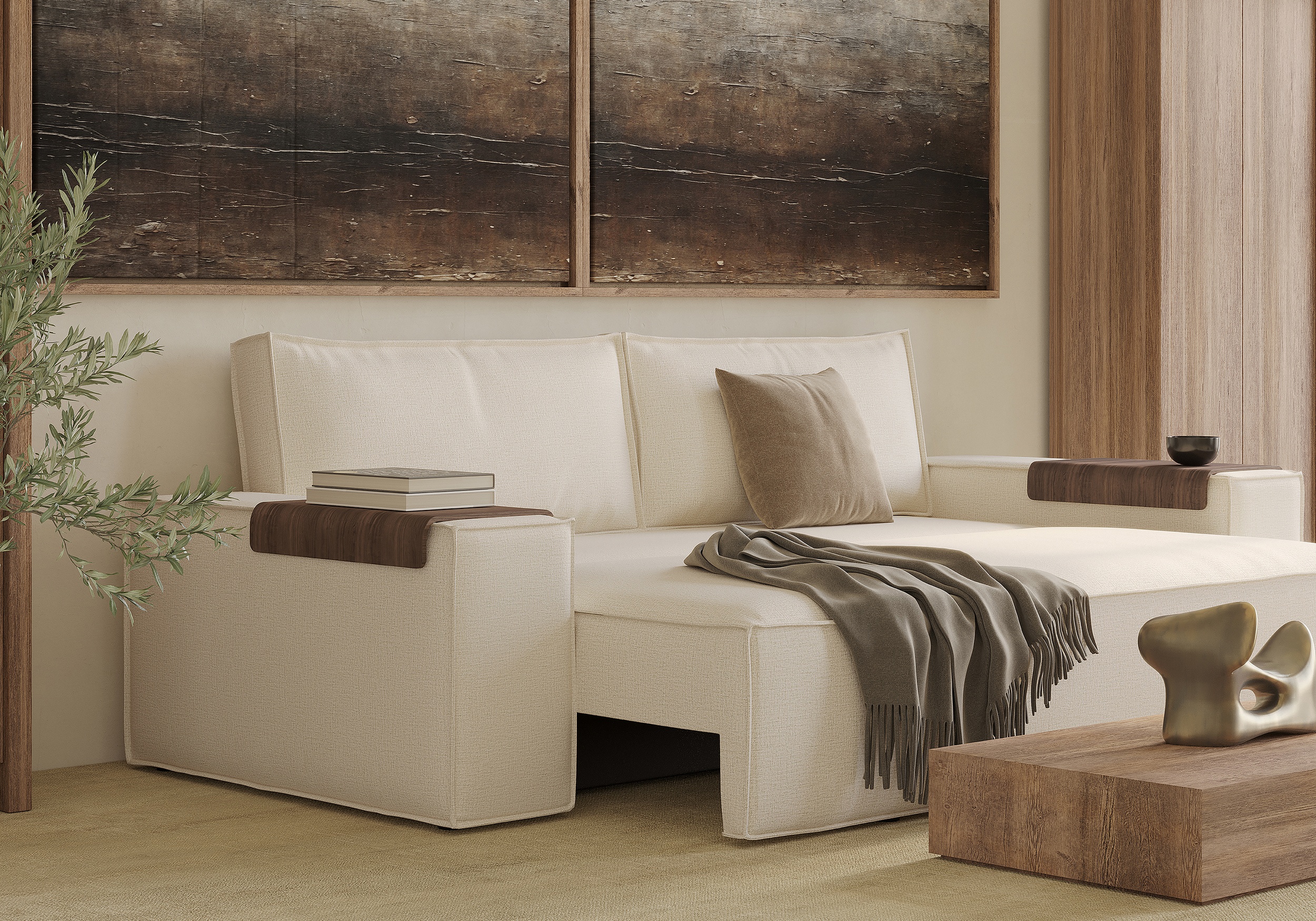 Newilla Storage Sofa Bed w/ Wide Arm Rests