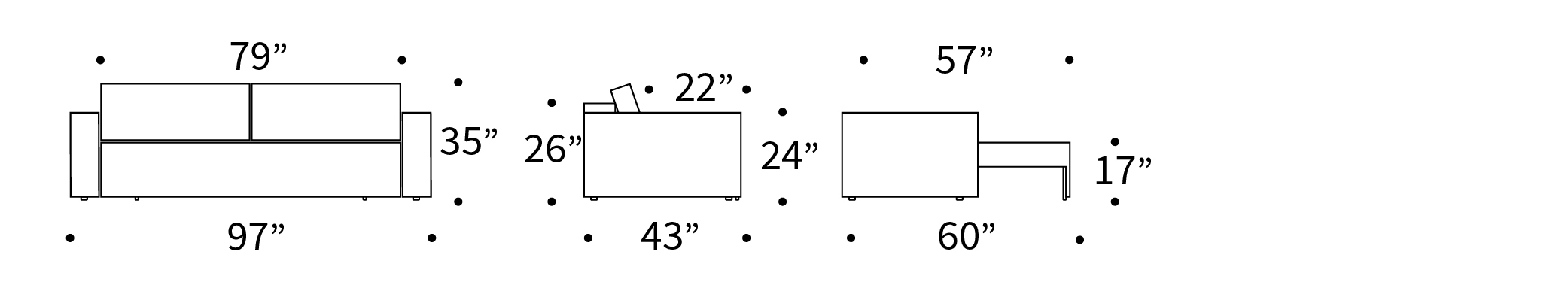 Newilla Storage Sofa Bed w/ Standart Arm Rests