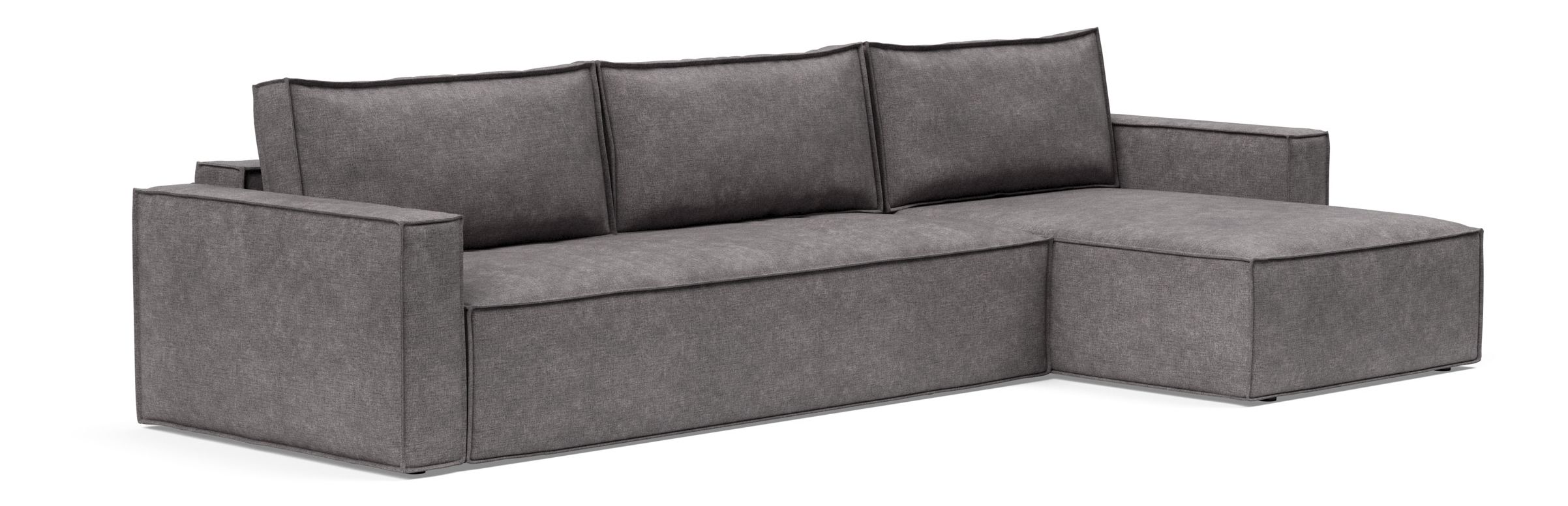 Newilla Polyester Fabric/Steel Reversible Storage Sleeper Sectional w/Standart Arm Rests