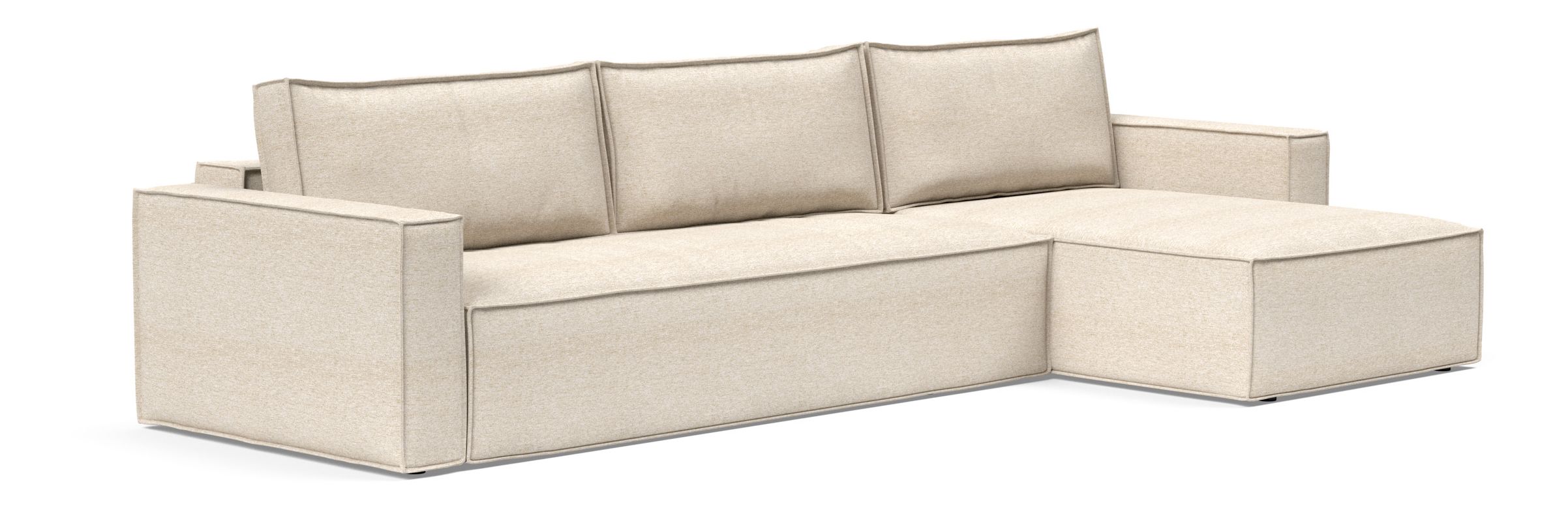 Newilla Polyester Fabric/Steel Reversible Storage Sleeper Sectional w/Standart Arm Rests