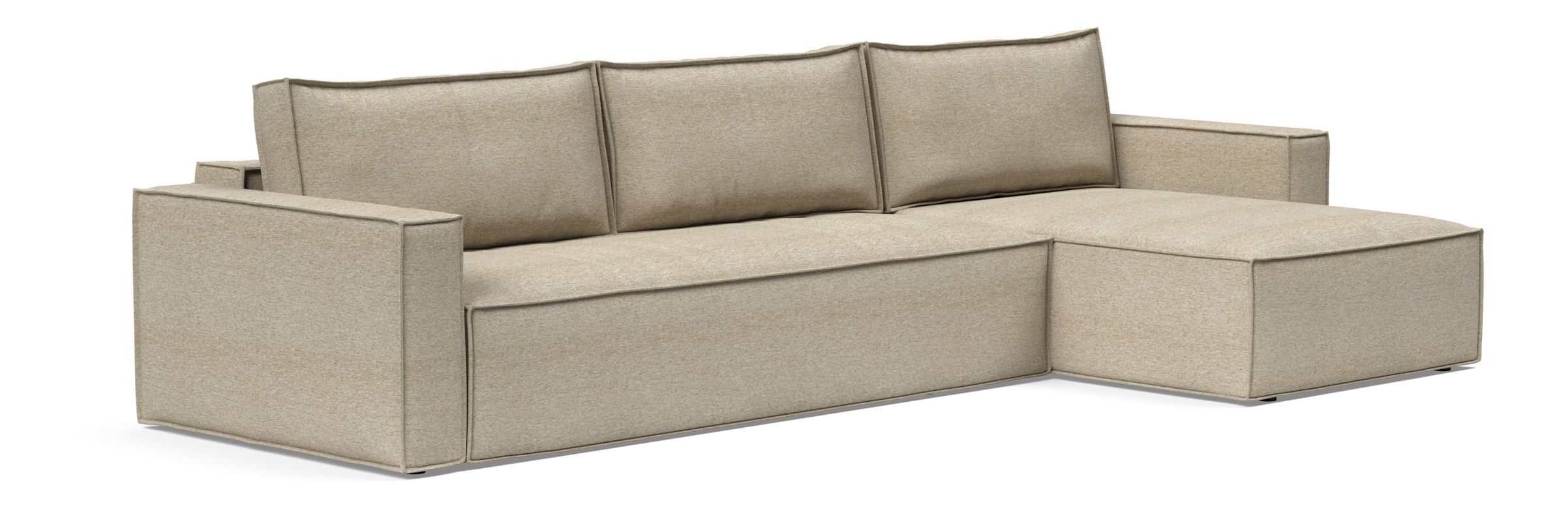 Newilla Polyester Fabric/Steel Reversible Storage Sleeper Sectional w/Standart Arm Rests