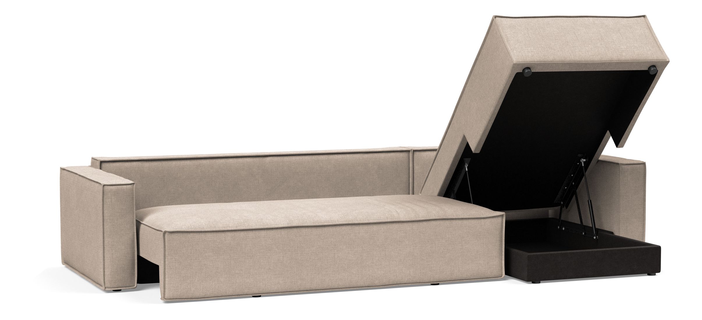 Newilla Polyester Fabric/Steel Reversible Storage Sleeper Sectional w/Standart Arm Rests