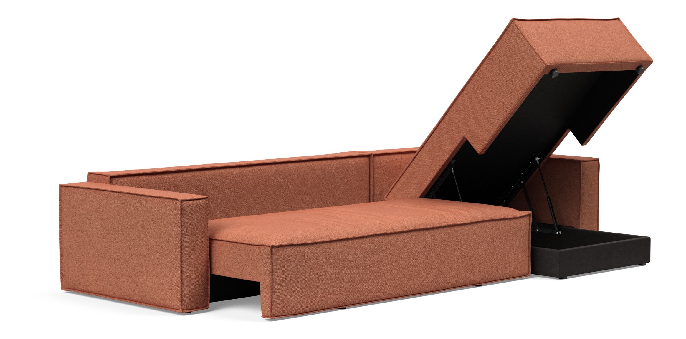 Newilla Polyester Fabric/Steel Reversible Storage Sleeper Sectional w/Standart Arm Rests