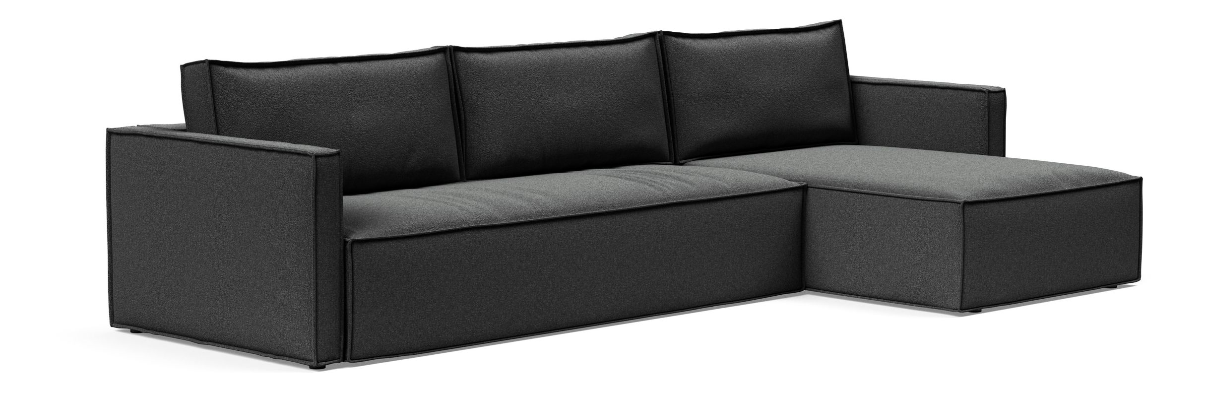 Newilla Polyester Fabric/Steel Reversible Storage Sleeper Sectional w/Slim Arm Rests
