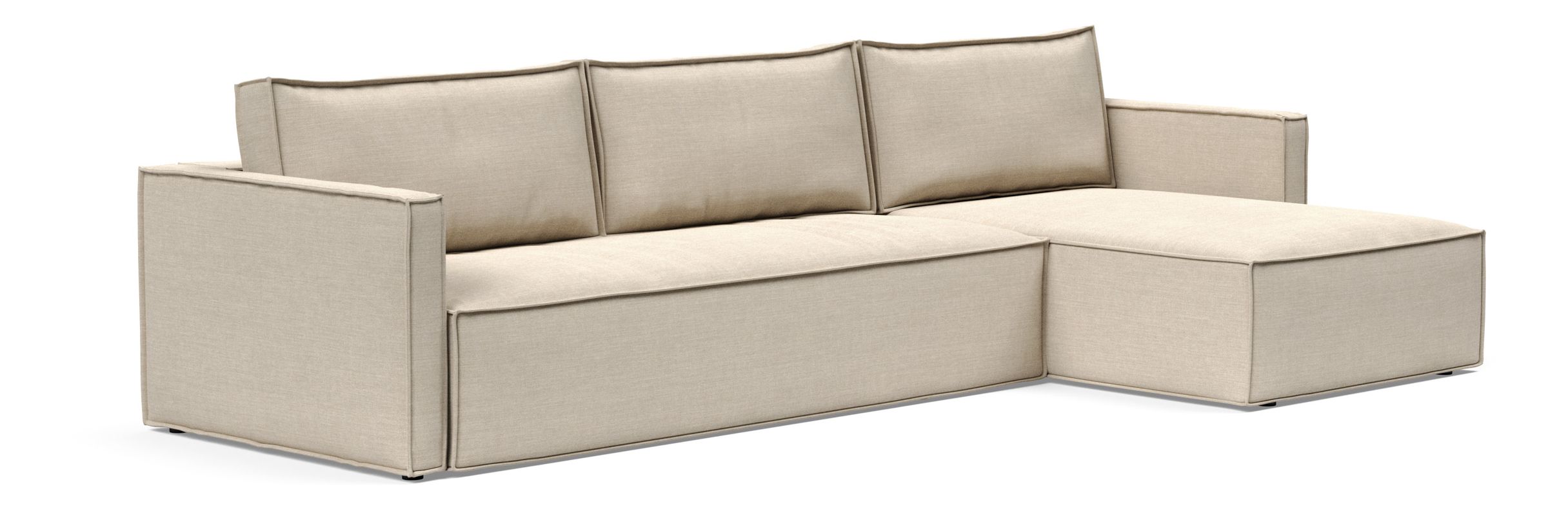 Newilla Polyester Fabric/Steel Reversible Storage Sleeper Sectional w/Slim Arm Rests