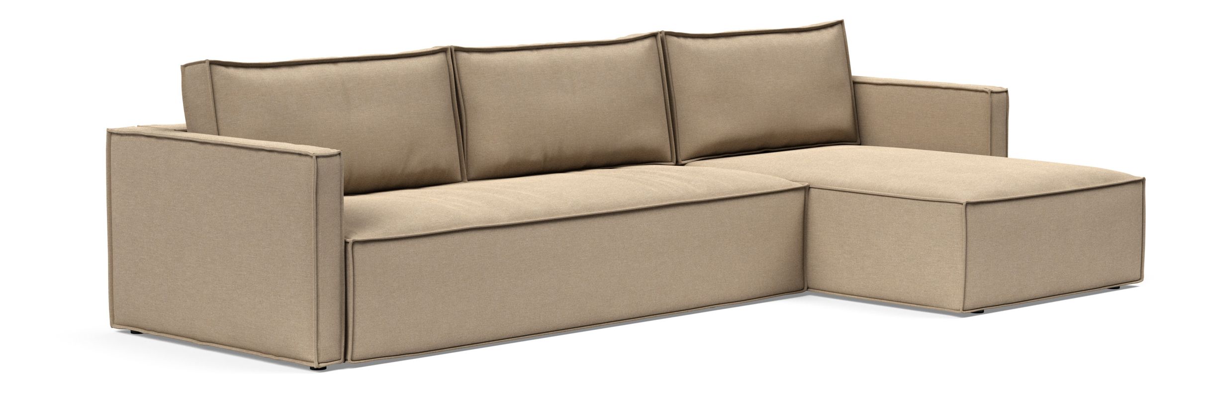 Newilla Polyester Fabric/Steel Reversible Storage Sleeper Sectional w/Slim Arm Rests