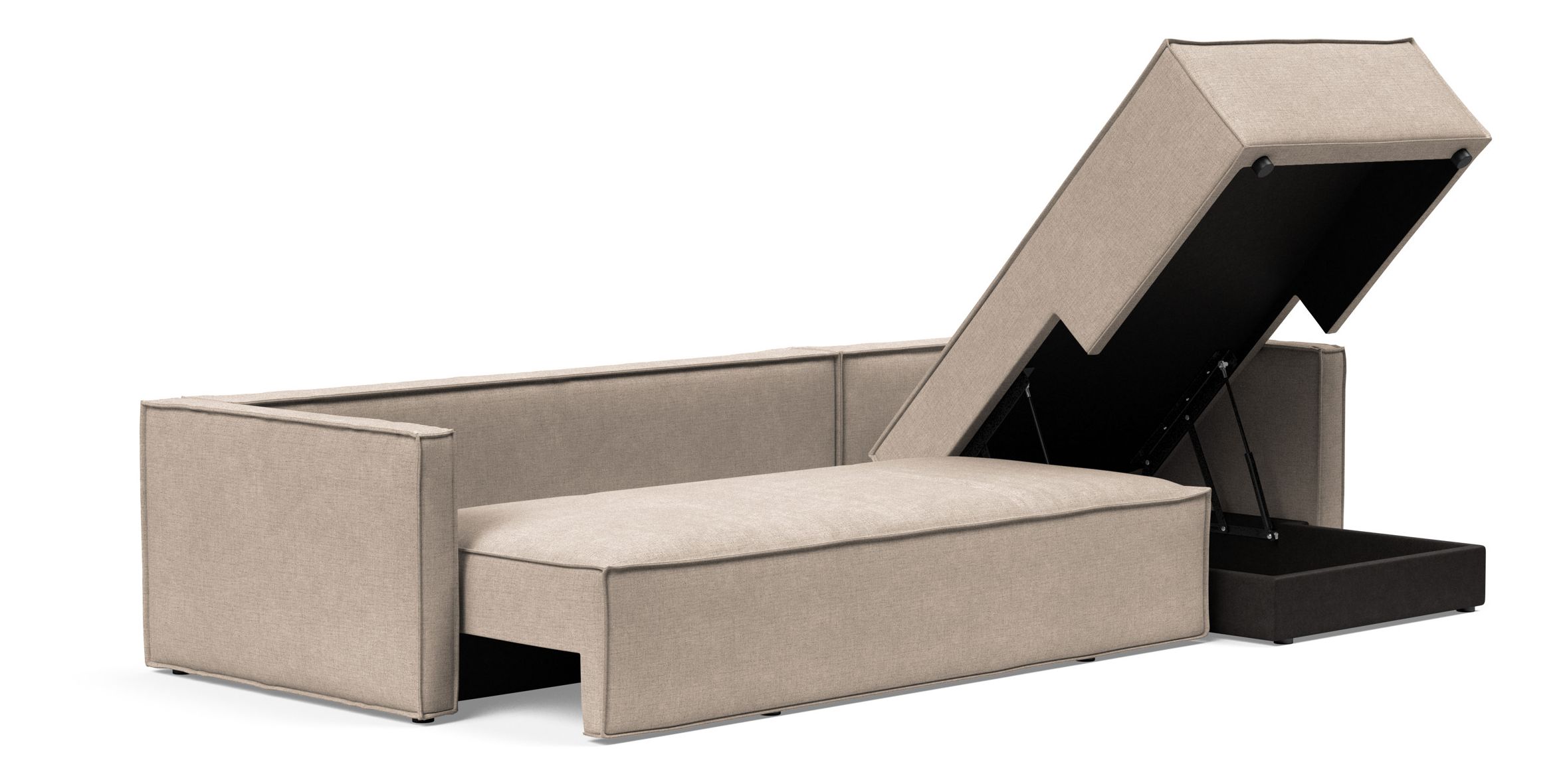 Newilla Reversible Storage Sleeper Sectional w/ Slim Arm Rests