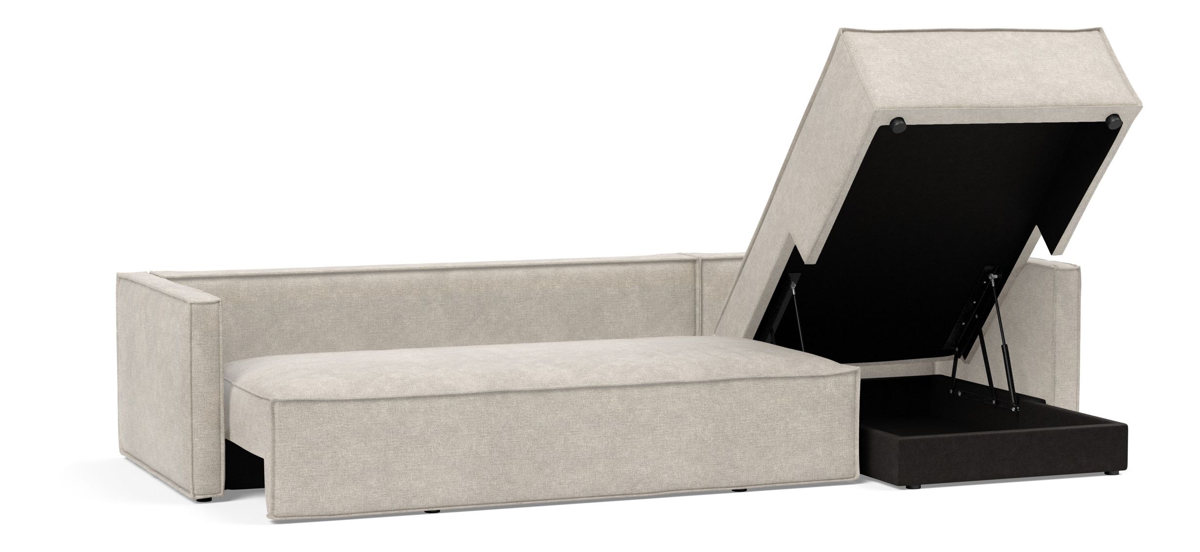 Newilla Polyester Fabric/Steel Reversible Storage Sleeper Sectional w/Slim Arm Rests
