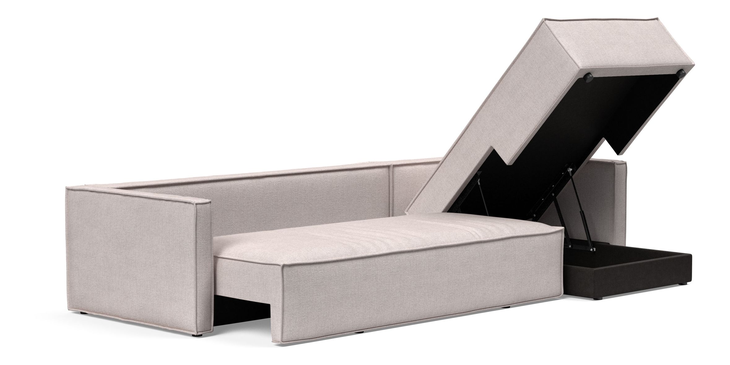 Newilla Polyester Fabric/Steel Reversible Storage Sleeper Sectional w/Slim Arm Rests