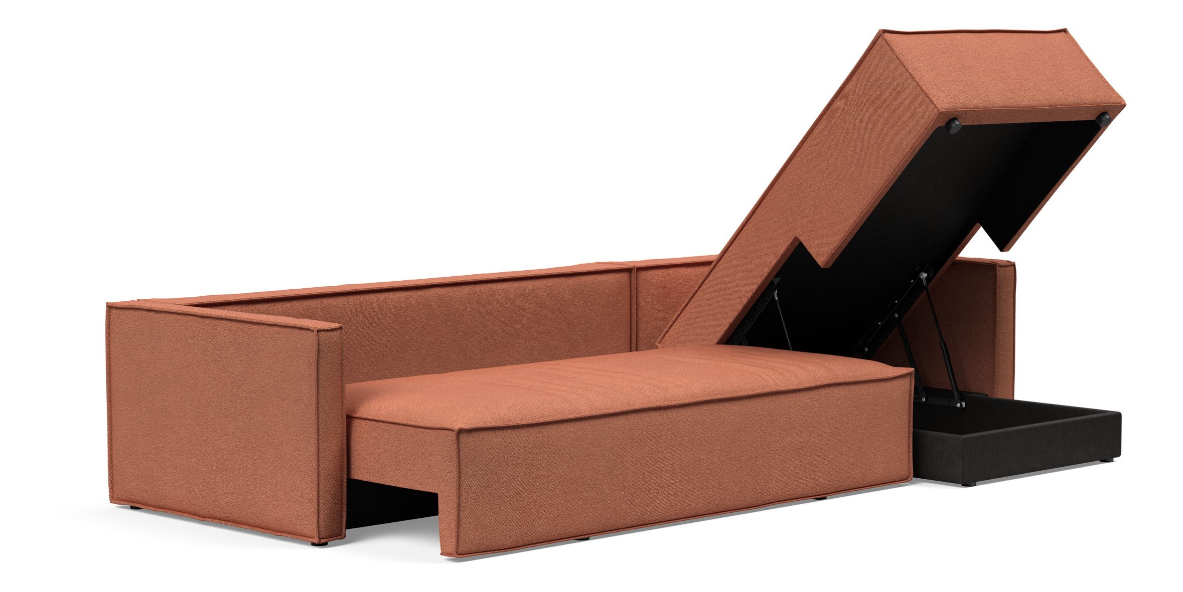 Newilla Polyester Fabric/Steel Reversible Storage Sleeper Sectional w/Slim Arm Rests