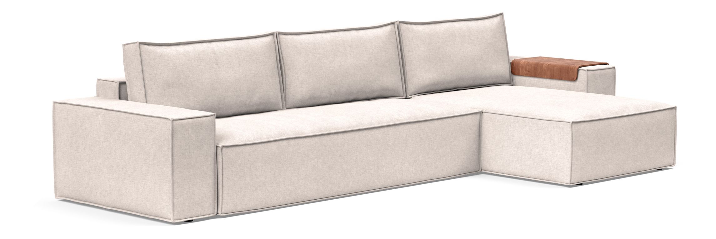 Newilla Polyester Fabric/Steel Reversible Storage Sleeper Sectional w/Wide Arm Rests