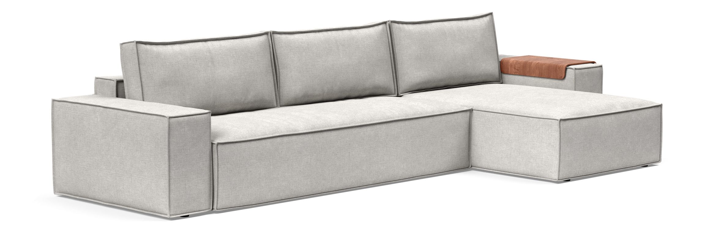 Newilla Polyester Fabric/Steel Reversible Storage Sleeper Sectional w/Wide Arm Rests