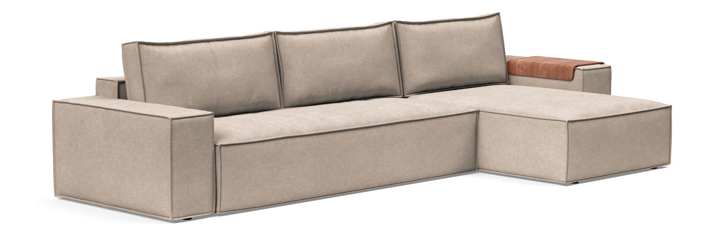 Newilla Polyester Fabric/Steel Reversible Storage Sleeper Sectional w/Wide Arm Rests