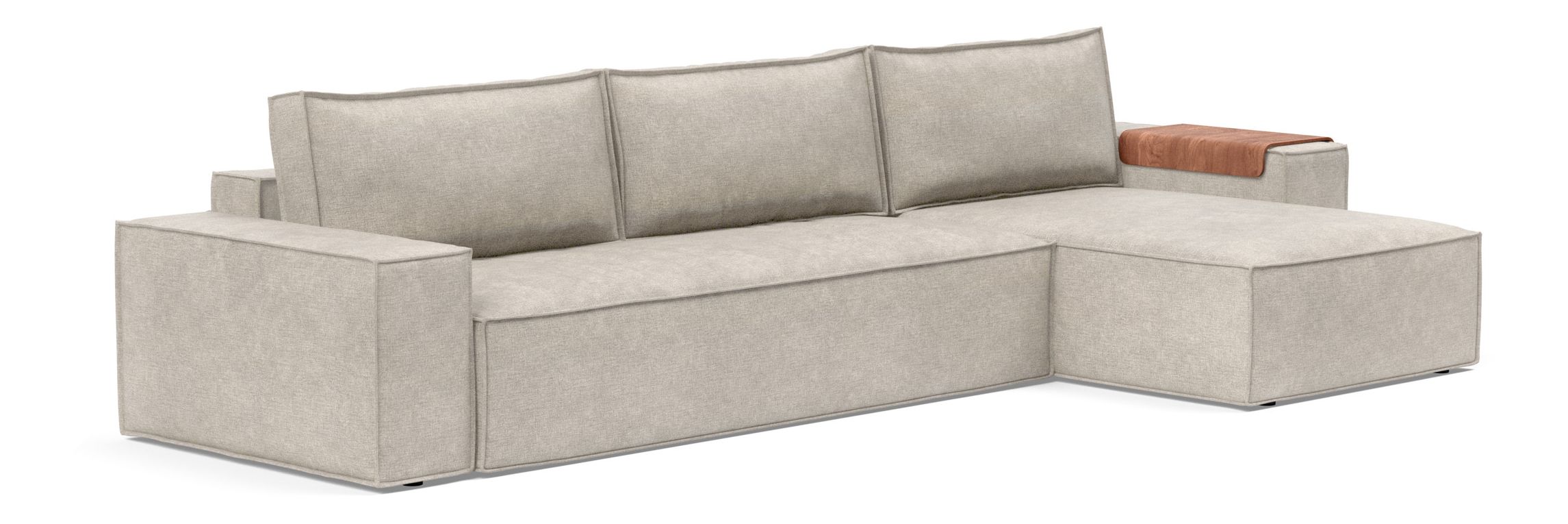 Newilla Polyester Fabric/Steel Reversible Storage Sleeper Sectional w/Wide Arm Rests