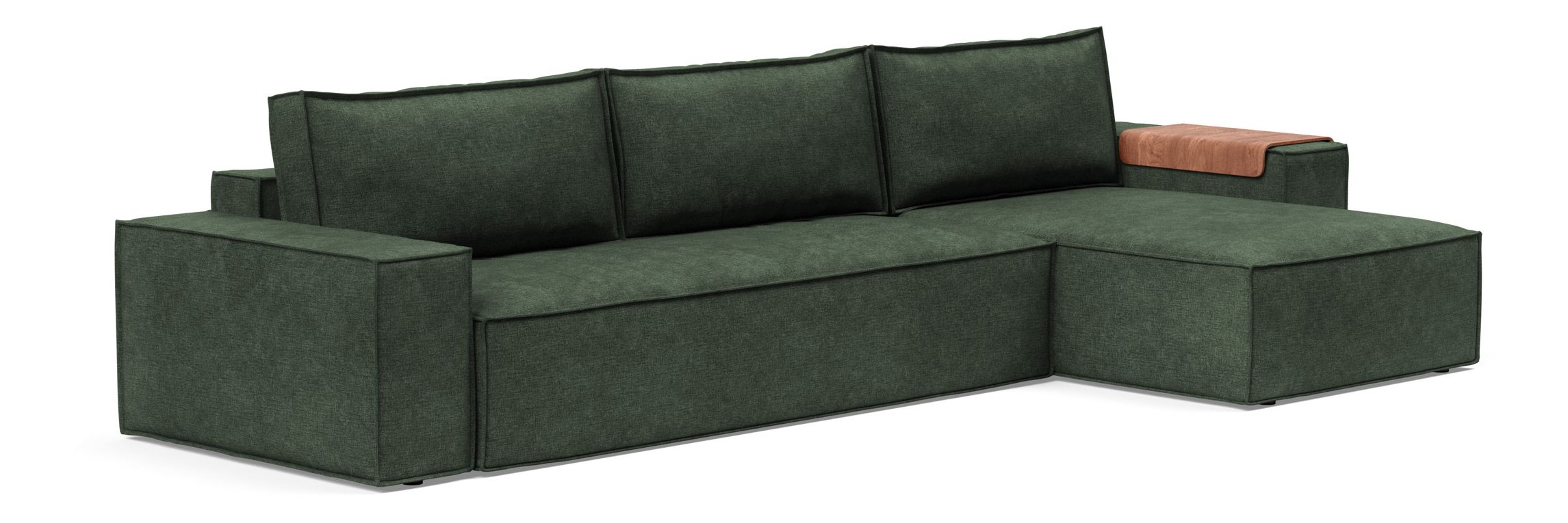 Newilla Polyester Fabric/Steel Reversible Storage Sleeper Sectional w/Wide Arm Rests