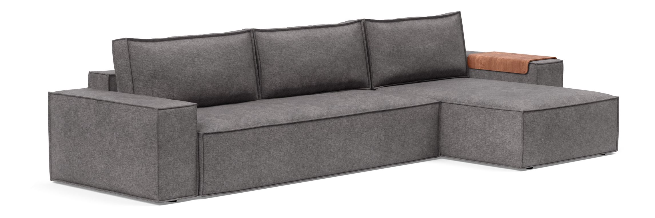Newilla Polyester Fabric/Steel Reversible Storage Sleeper Sectional w/Wide Arm Rests