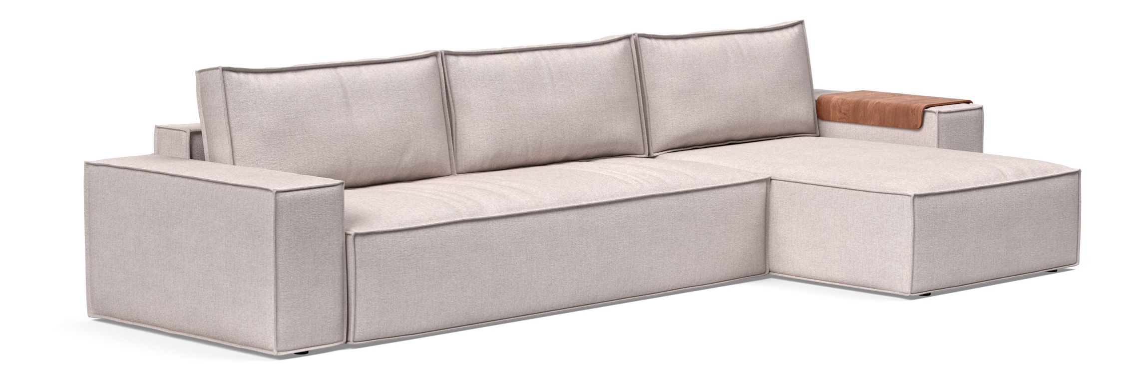 Newilla Polyester Fabric/Steel Reversible Storage Sleeper Sectional w/Wide Arm Rests