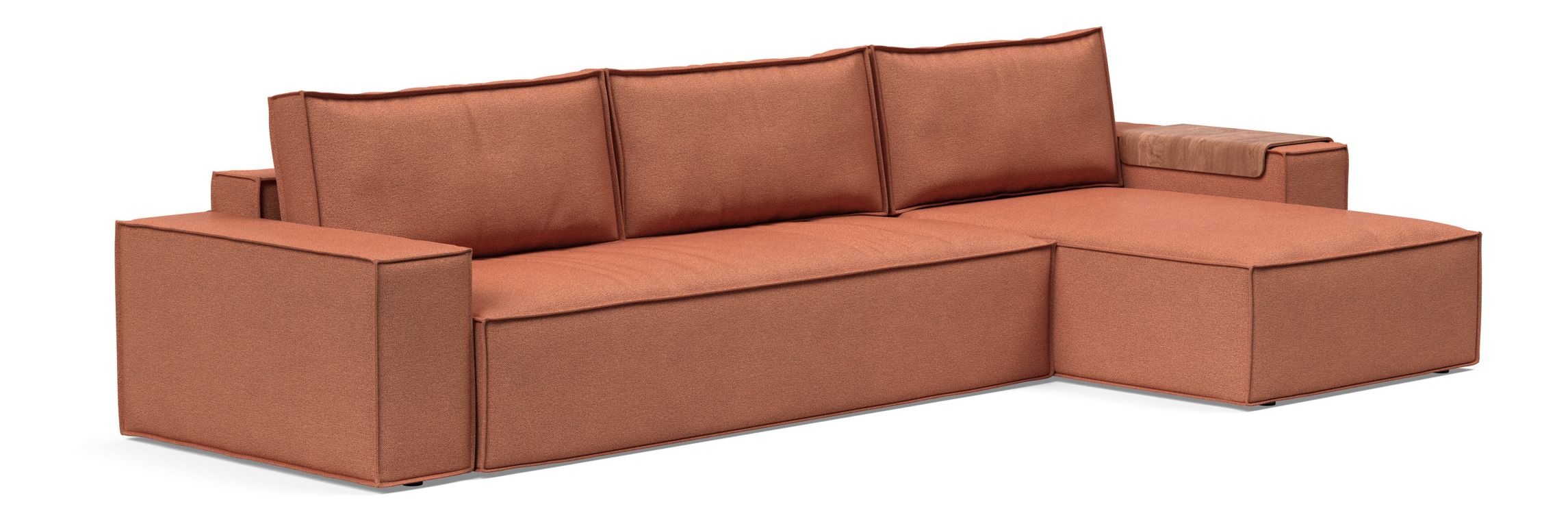 Newilla Polyester Fabric/Steel Reversible Storage Sleeper Sectional w/Wide Arm Rests