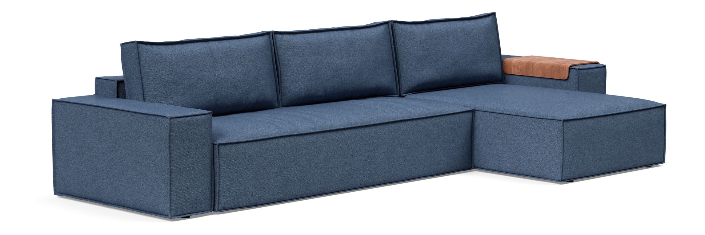 Newilla Polyester Fabric/Steel Reversible Storage Sleeper Sectional w/Wide Arm Rests
