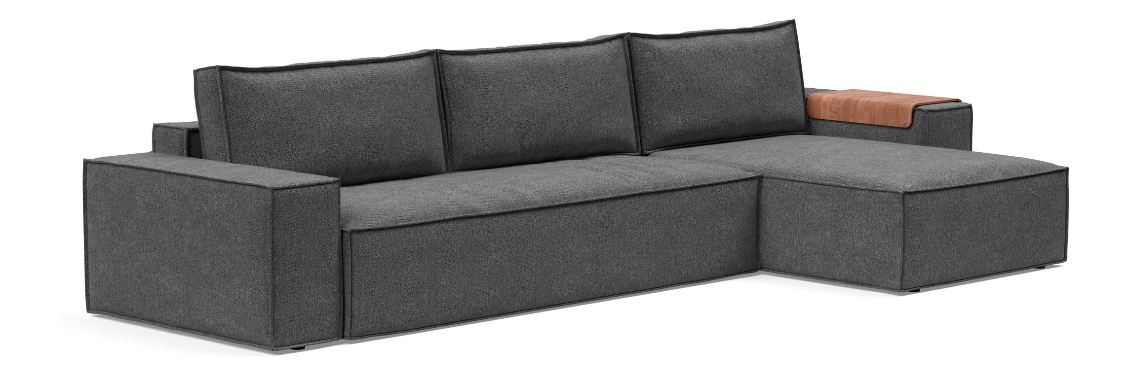 Newilla Polyester Fabric/Steel Reversible Storage Sleeper Sectional w/Wide Arm Rests