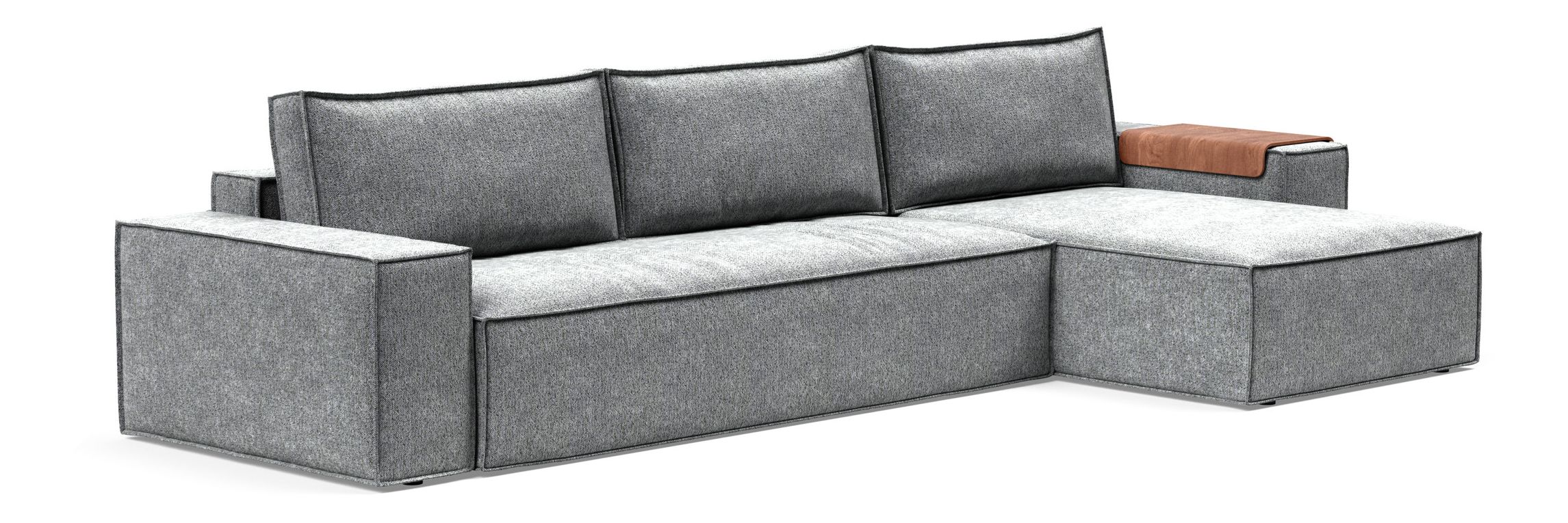Newilla Polyester Fabric/Steel Reversible Storage Sleeper Sectional w/Wide Arm Rests