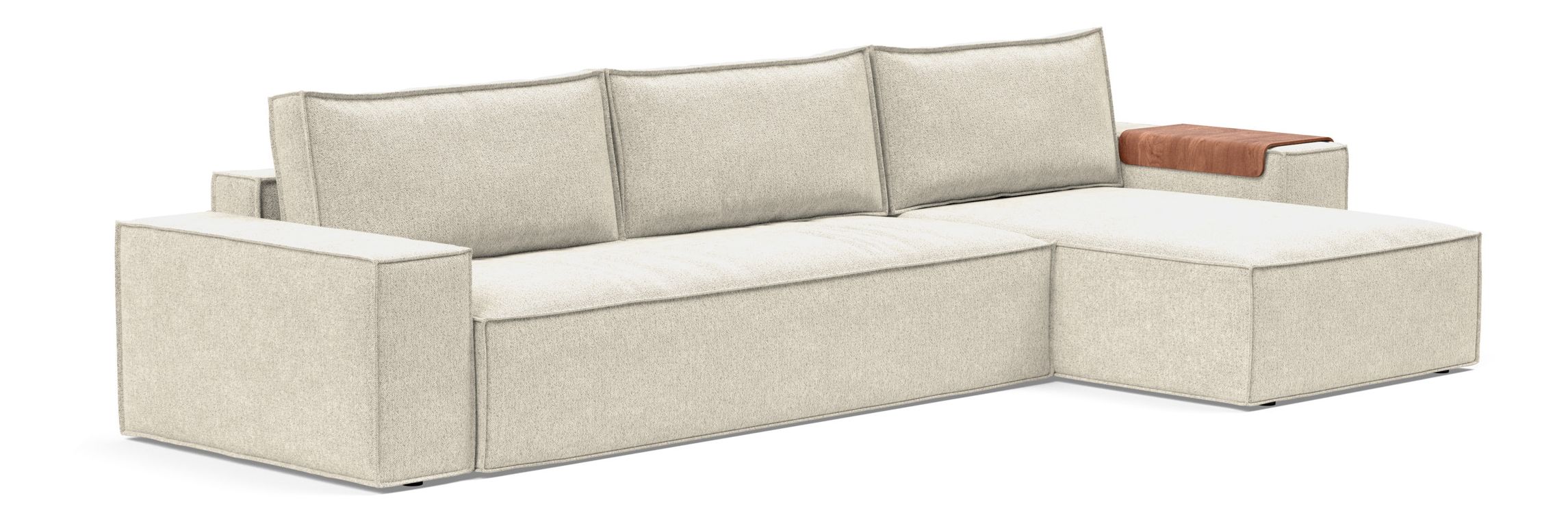 Newilla Polyester Fabric/Steel Reversible Storage Sleeper Sectional w/Wide Arm Rests