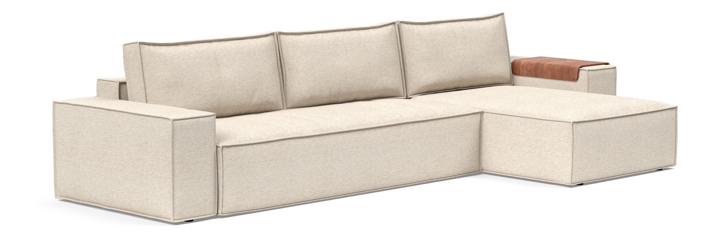 Newilla Polyester Fabric/Steel Reversible Storage Sleeper Sectional w/Wide Arm Rests