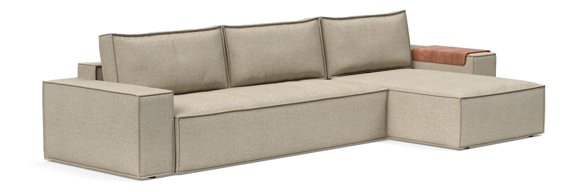 Newilla Polyester Fabric/Steel Reversible Storage Sleeper Sectional w/Wide Arm Rests