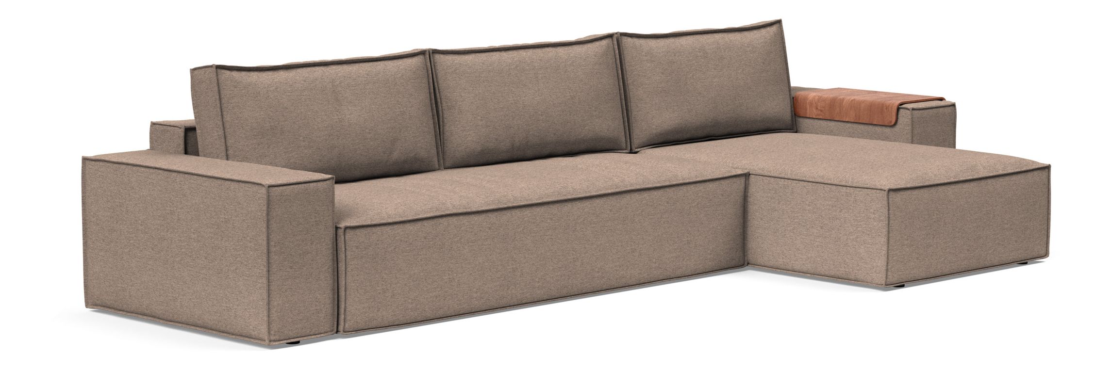 Newilla Polyester Fabric/Steel Reversible Storage Sleeper Sectional w/Wide Arm Rests