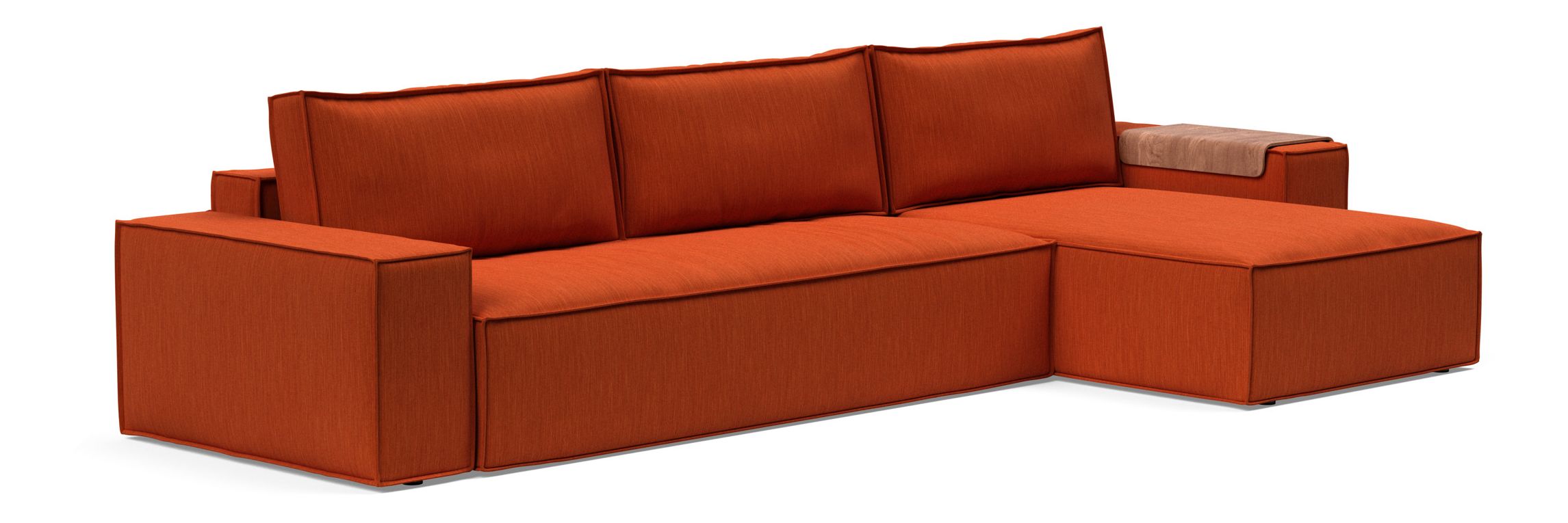 Newilla Polyester Fabric/Steel Reversible Storage Sleeper Sectional w/Wide Arm Rests