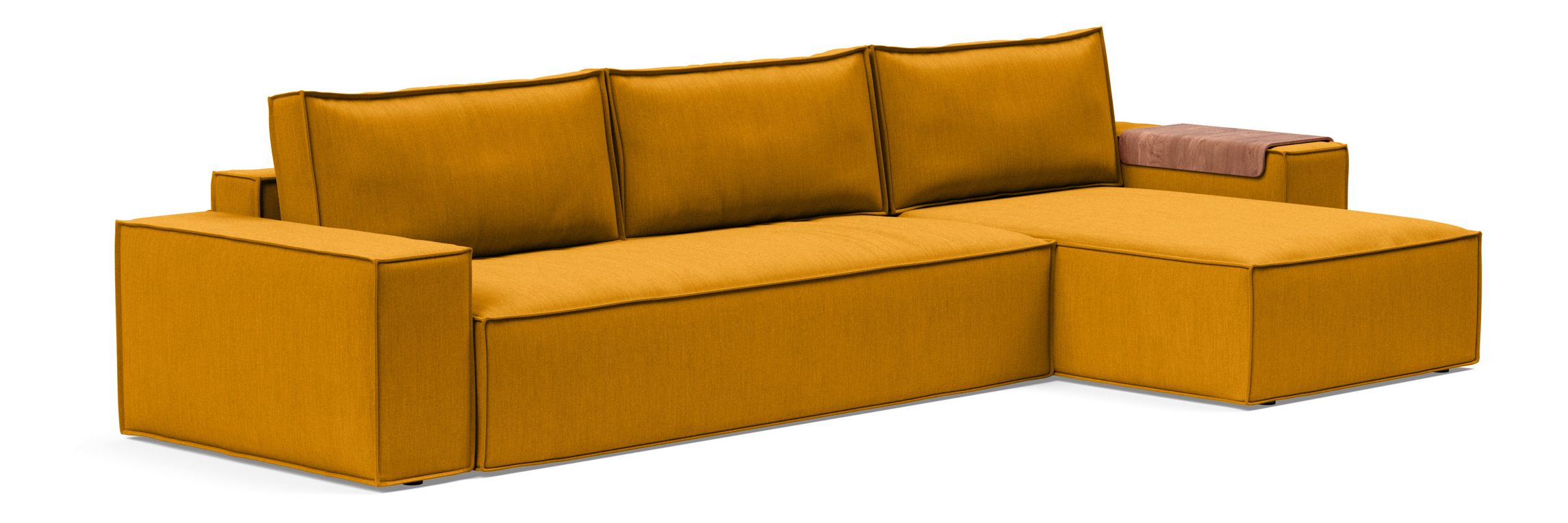 Newilla Polyester Fabric/Steel Reversible Storage Sleeper Sectional w/Wide Arm Rests