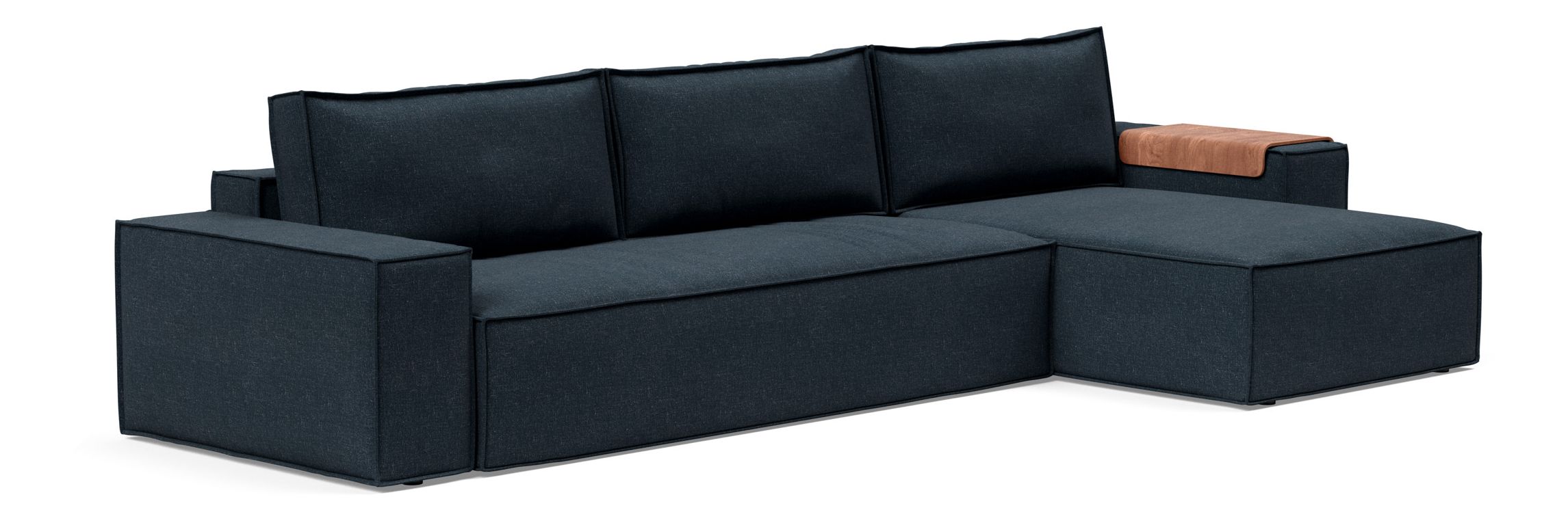 Newilla Polyester Fabric/Steel Reversible Storage Sleeper Sectional w/Wide Arm Rests