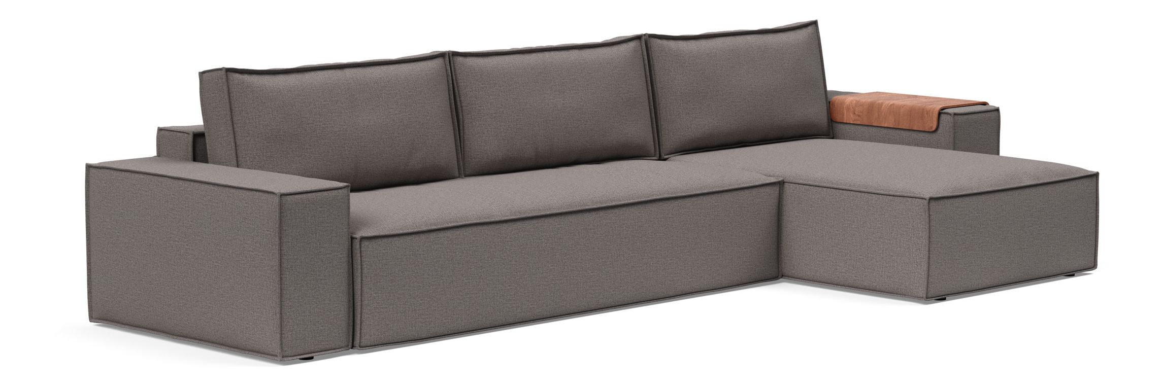 Newilla Polyester Fabric/Steel Reversible Storage Sleeper Sectional w/Wide Arm Rests